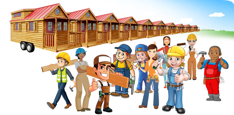 Bygga mini hus på hjul tillsammans