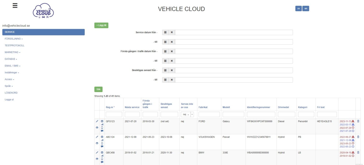VEHICLE CLOUD kommunikations system